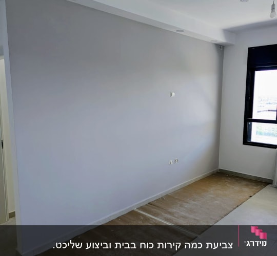 קיר צבוע בחדר עם חלון ורצפה מוכנה לצביעה